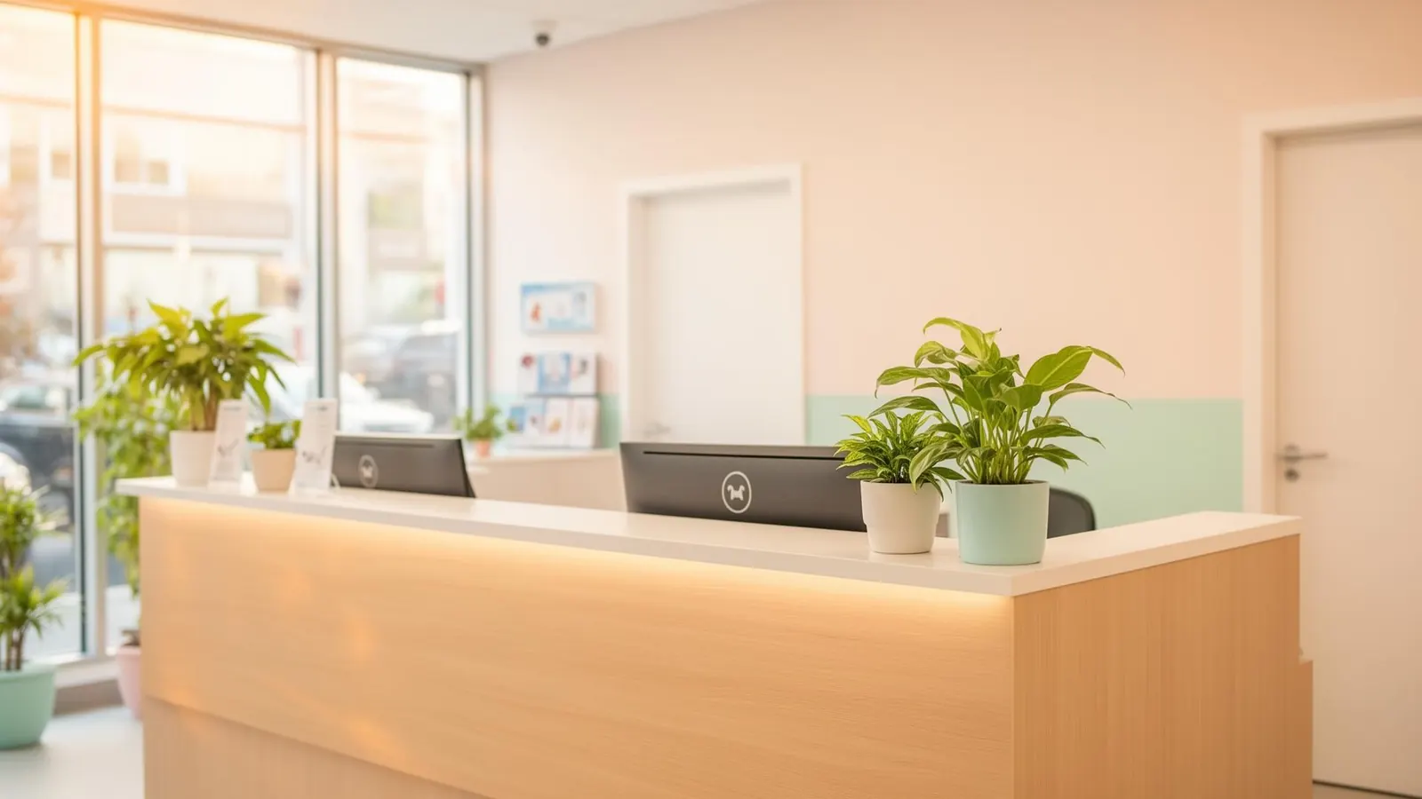 Bright reception area at Bonjour Bulldog Veterinary